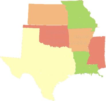 Map of Arkansas and the surrounding states